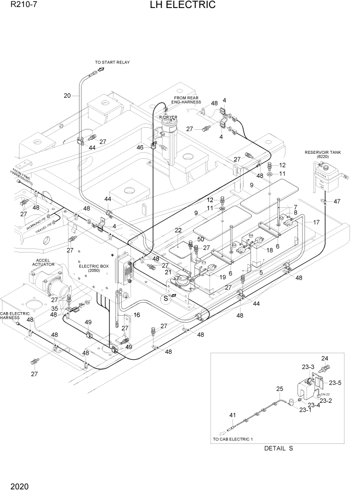 Схема запчастей Hyundai R210-7 - PAGE 2020 LH ELECTRIC ЭЛЕКТРИЧЕСКАЯ СИСТЕМА