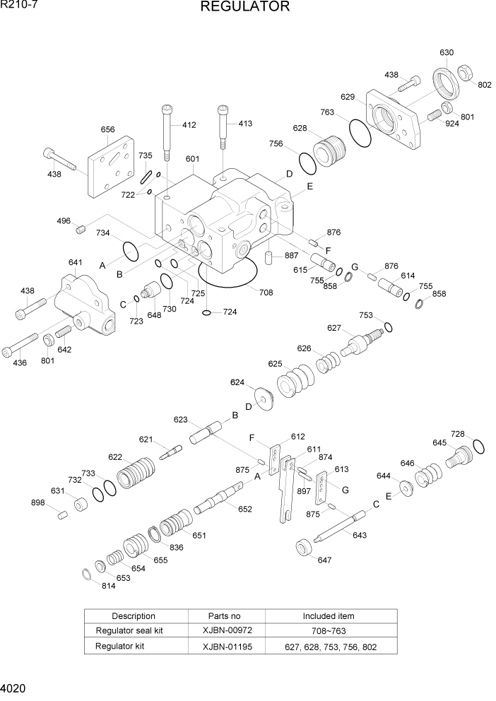 Схема запчастей Hyundai R210-7 - PAGE 4020 REGULATOR ГИДРАВЛИЧЕСКИЕ КОМПОНЕНТЫ