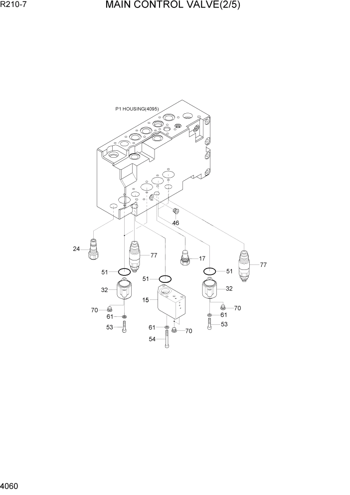 Схема запчастей Hyundai R210-7 - PAGE 4060 MAIN CONTROL VALVE(2/5) ГИДРАВЛИЧЕСКИЕ КОМПОНЕНТЫ