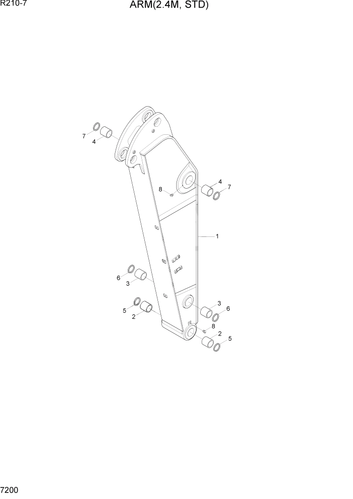 Схема запчастей Hyundai R210-7 - PAGE 7200 ARM(2.4M, STD) РАБОЧЕЕ ОБОРУДОВАНИЕ
