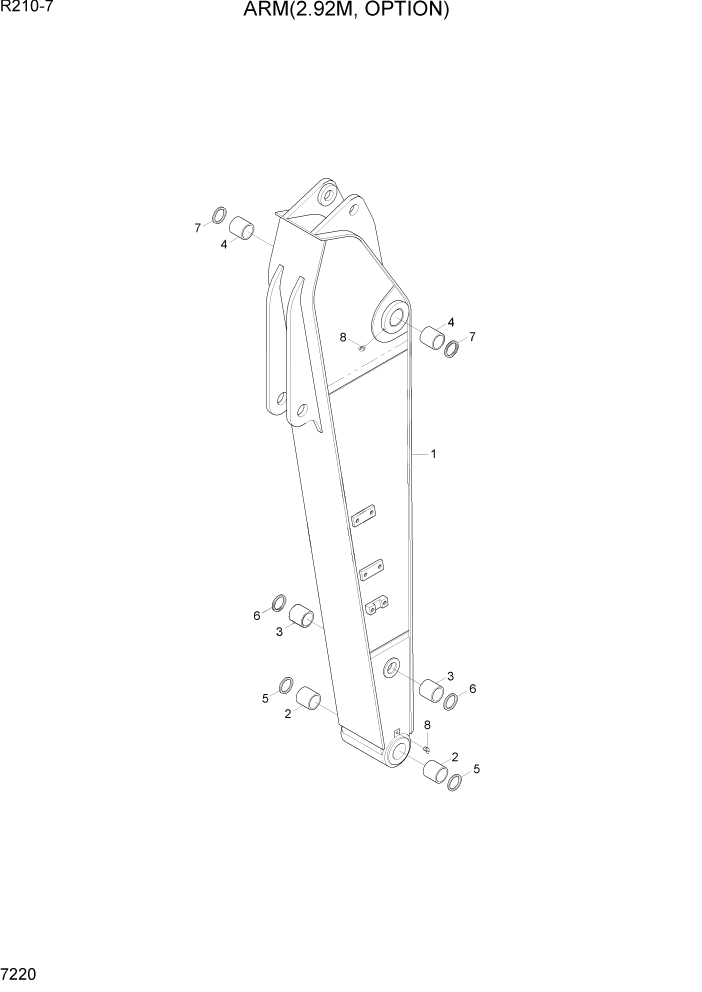 Схема запчастей Hyundai R210-7 - PAGE 7220 ARM(2.92M, OPTION) РАБОЧЕЕ ОБОРУДОВАНИЕ