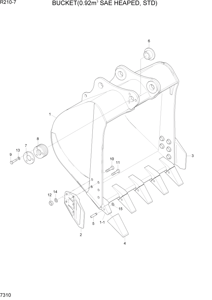 Схема запчастей Hyundai R210-7 - PAGE 7310 BUCKET(0.92M3 SAE HEAPED, STD) РАБОЧЕЕ ОБОРУДОВАНИЕ