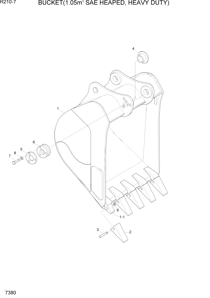 Схема запчастей Hyundai R210-7 - PAGE 7380 BUCKET(1.05M3 SAE HEAPED, HEAVY DUTY) РАБОЧЕЕ ОБОРУДОВАНИЕ