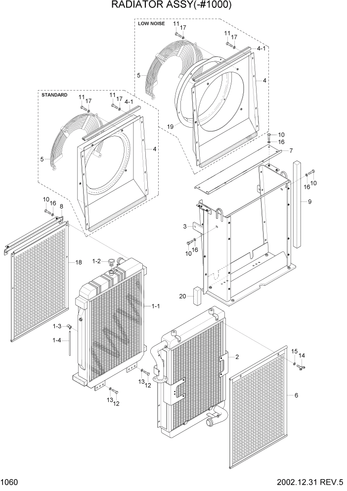 Схема запчастей Hyundai R210LC7 - PAGE 1060 RADIATOR ASSY(-#1000) СИСТЕМА ДВИГАТЕЛЯ