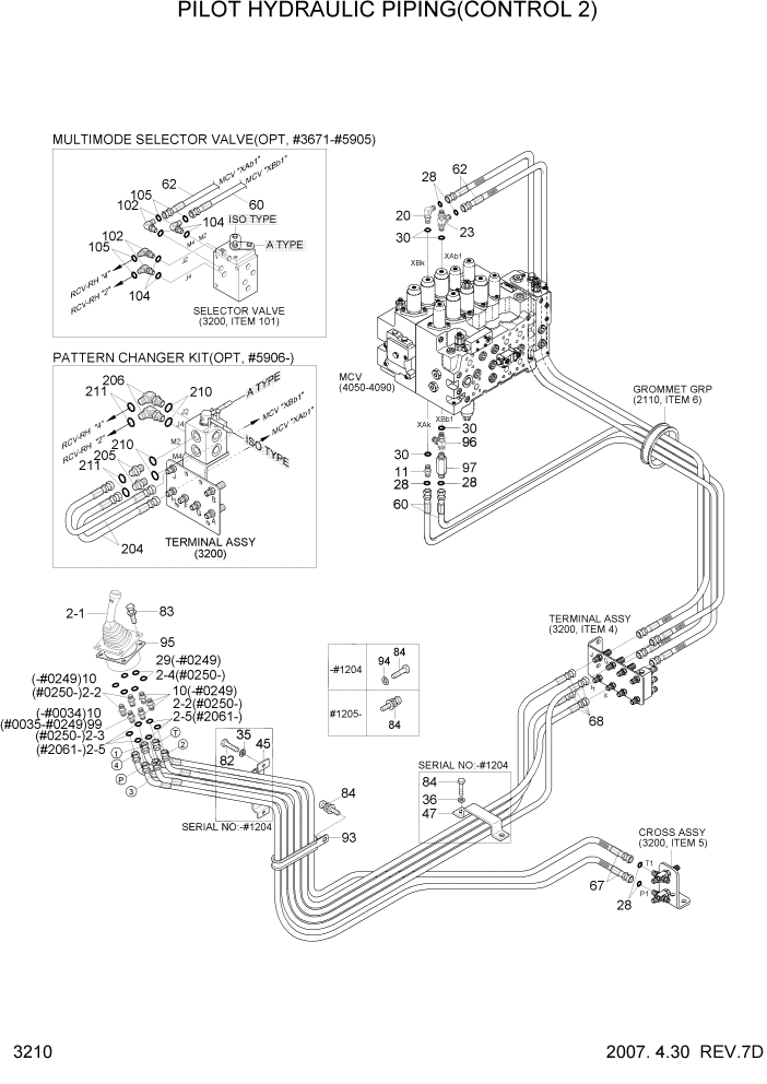 Схема запчастей Hyundai R210LC7 - PAGE 3210 PILOT HYDRAULIC PIPING(CONTROL 2) ГИДРАВЛИЧЕСКАЯ СИСТЕМА