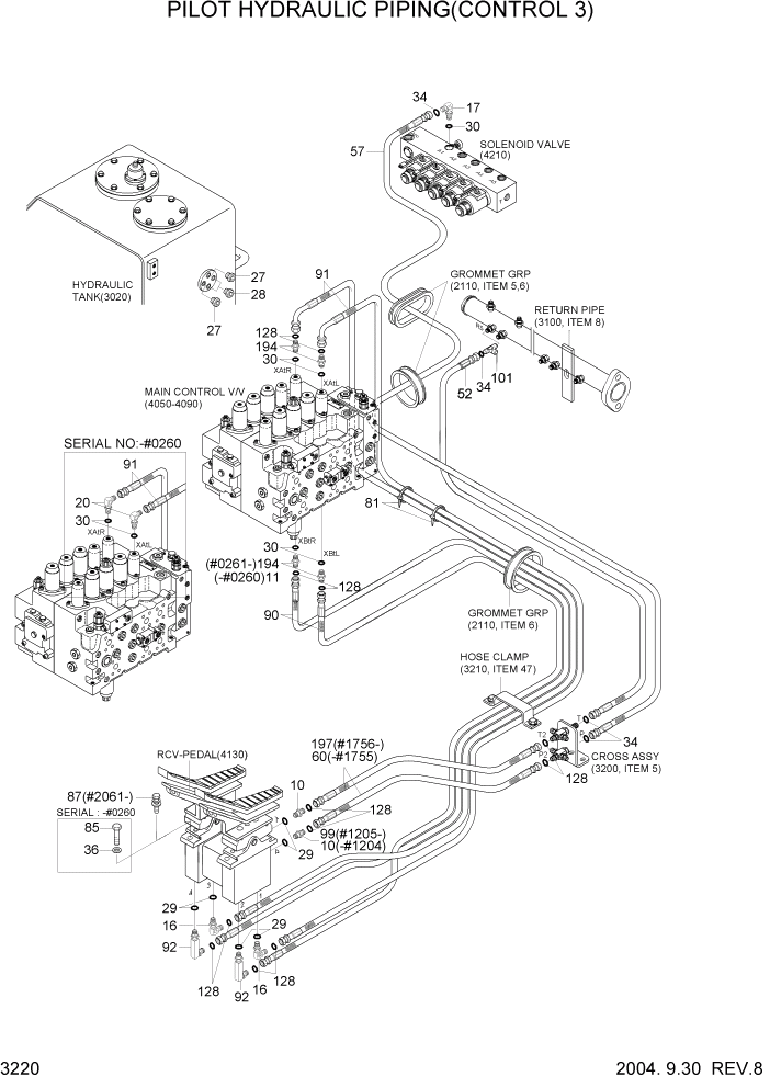 Схема запчастей Hyundai R210LC7 - PAGE 3220 PILOT HYD PIPING(CONTROL 3) ГИДРАВЛИЧЕСКАЯ СИСТЕМА