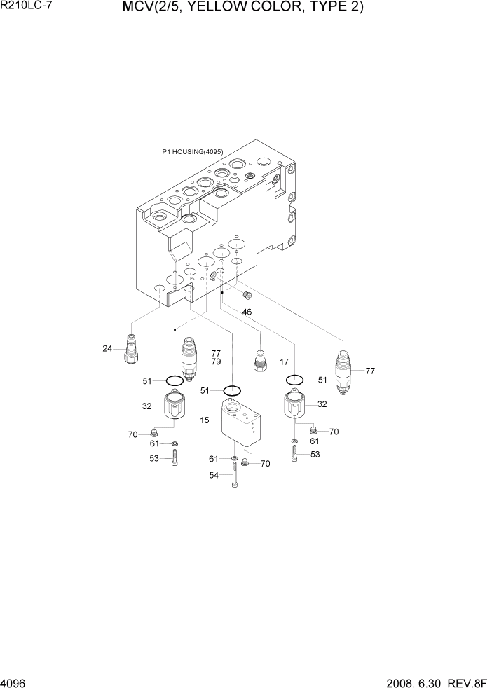 Схема запчастей Hyundai R210LC7 - PAGE 4096 MCV(2/5, YELLOW COLOR, TYPE 2) ГИДРАВЛИЧЕСКИЕ КОМПОНЕНТЫ