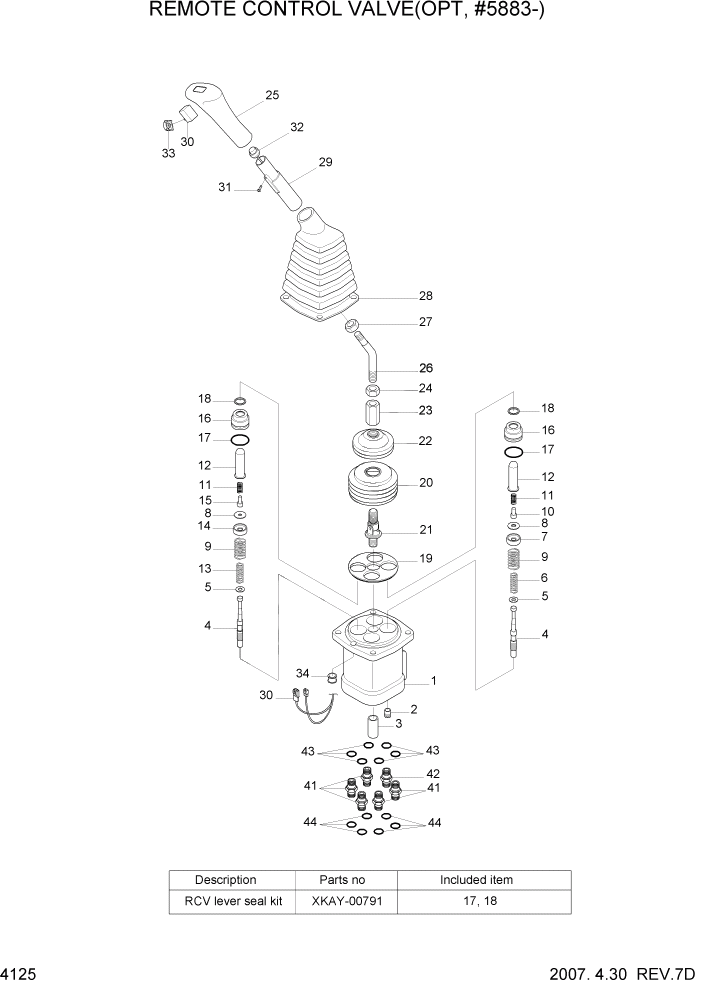 Схема запчастей Hyundai R210LC7 - PAGE 4125 REMOTE CONTROL VALVE(OPT,#5883-) ГИДРАВЛИЧЕСКИЕ КОМПОНЕНТЫ