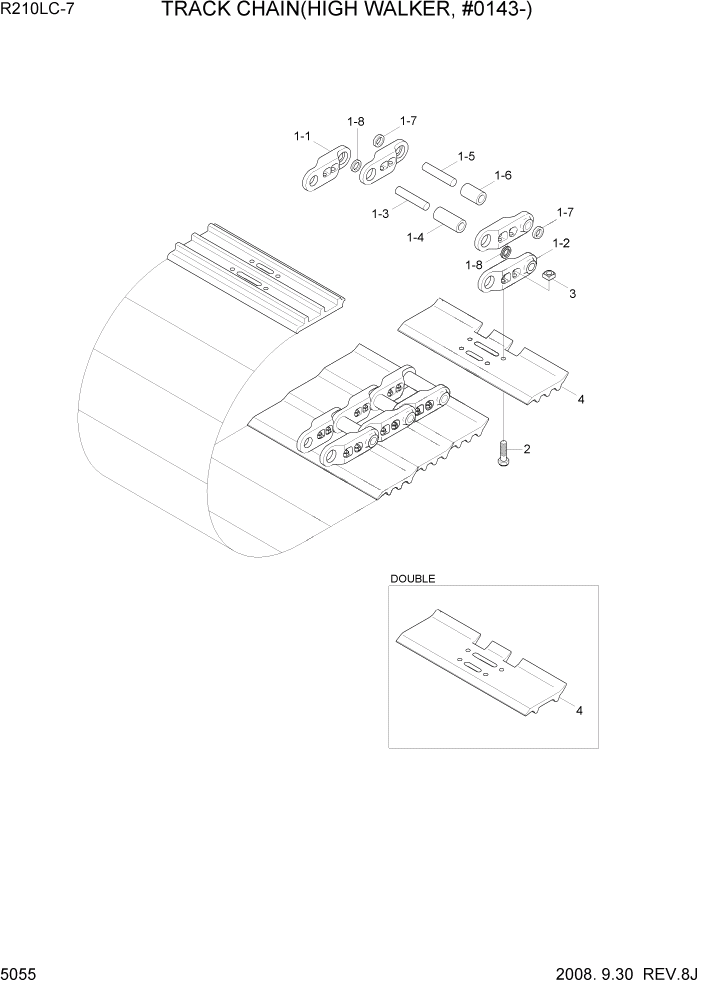 Схема запчастей Hyundai R210LC7 - PAGE 5055 TRACK CHAIN(HIGH WALKER, #0341-) ХОДОВАЯ ЧАСТЬ