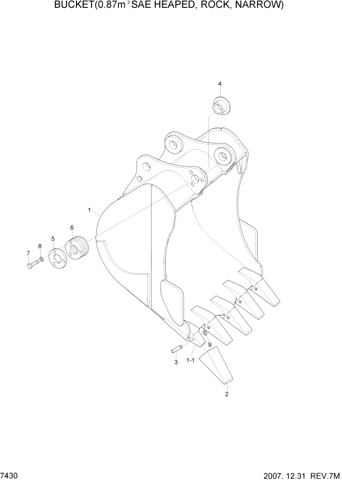 Схема запчастей Hyundai R210LC7 - PAGE 7430 BUCKET(0.87M3 SAE HEAPED, ROCK, NARROW) РАБОЧЕЕ ОБОРУДОВАНИЕ