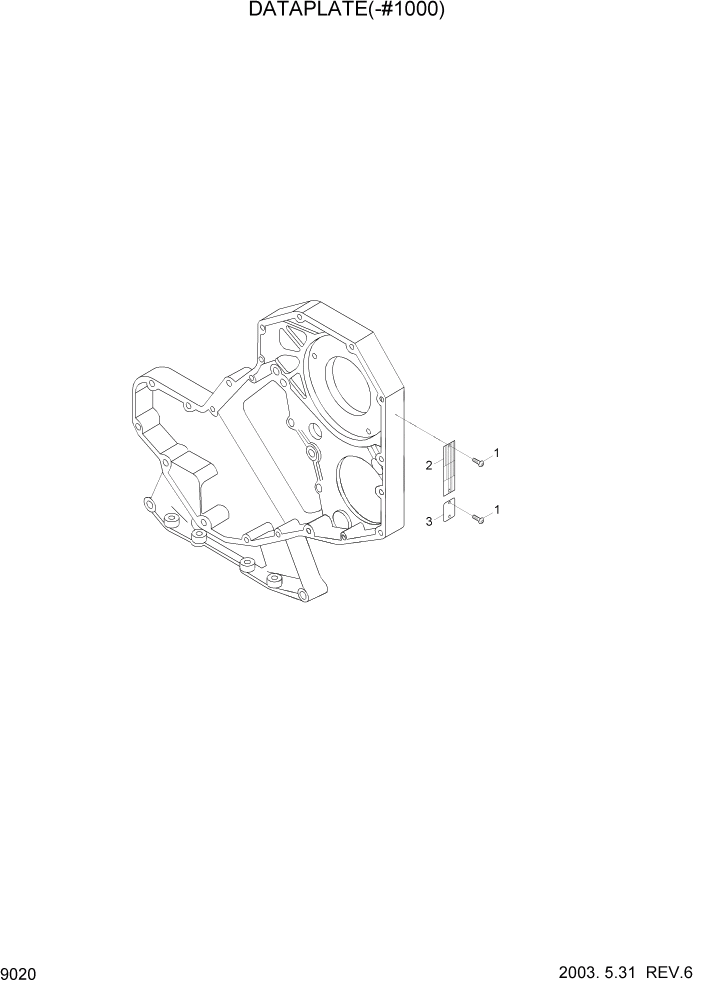 Схема запчастей Hyundai R210LC7 - PAGE 9020 DATAPLATE(-#1000) ДВИГАТЕЛЬ БАЗА