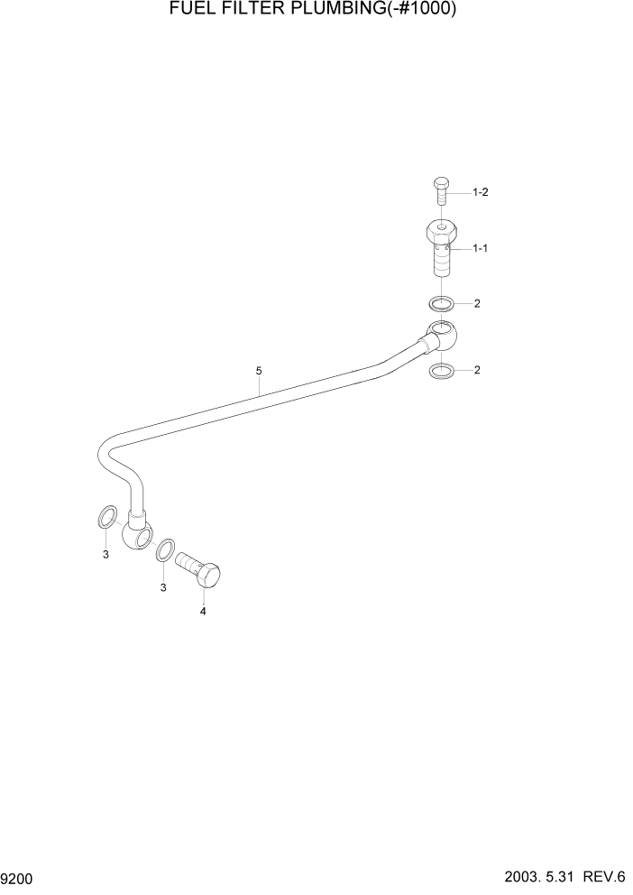 Схема запчастей Hyundai R210LC7 - PAGE 9200 FUEL FILTER PLUMBING(-#1000) ДВИГАТЕЛЬ БАЗА