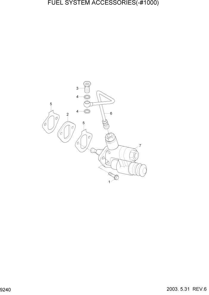 Схема запчастей Hyundai R210LC7 - PAGE 9240 FUEL SYSTEM ACCESSORIES(-#1000) ДВИГАТЕЛЬ БАЗА