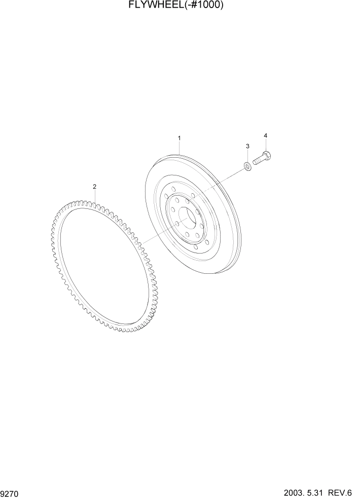 Схема запчастей Hyundai R210LC7 - PAGE 9270 FLYWHEEL(-#1000) ДВИГАТЕЛЬ БАЗА