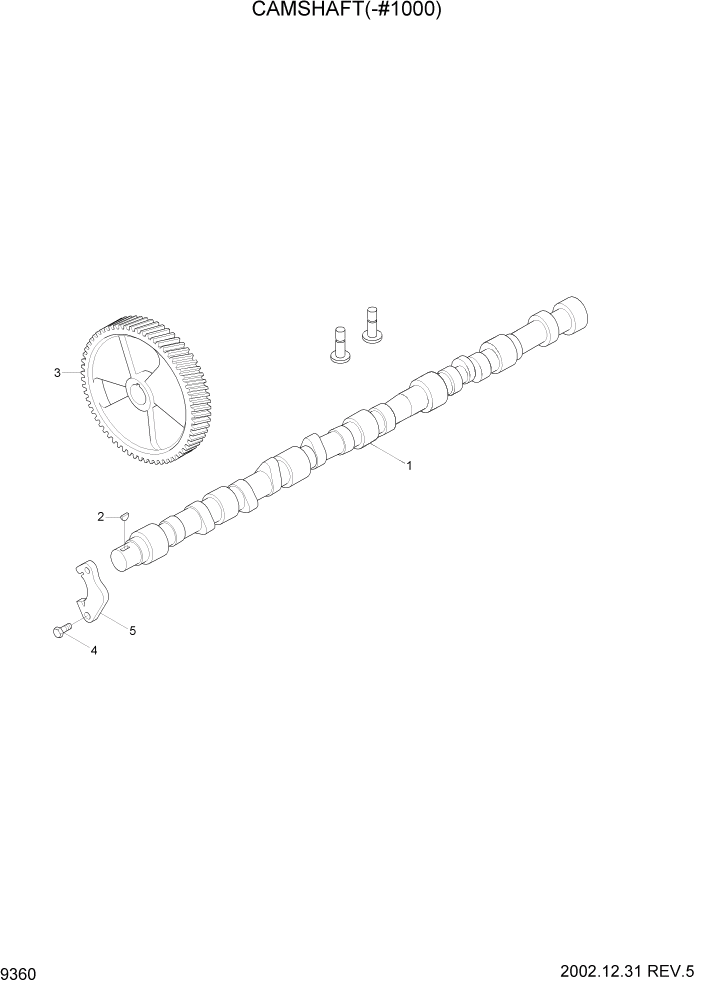 Схема запчастей Hyundai R210LC7 - PAGE 9360 CAMSHAFT(-#1000) ДВИГАТЕЛЬ БАЗА