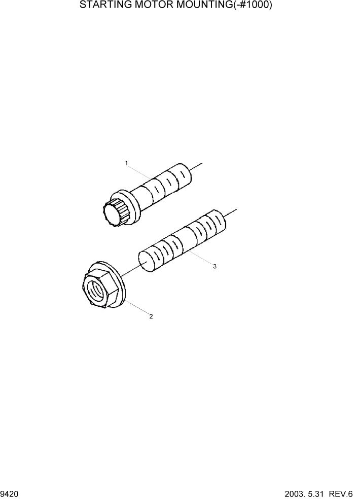Схема запчастей Hyundai R210LC7 - PAGE 9420 STARTING MOTOR MOUNTING(-#1000) ДВИГАТЕЛЬ БАЗА