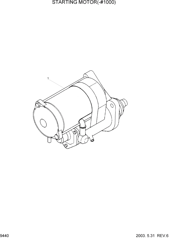Схема запчастей Hyundai R210LC7 - PAGE 9440 STARTING MOTOR(-#1000) ДВИГАТЕЛЬ БАЗА