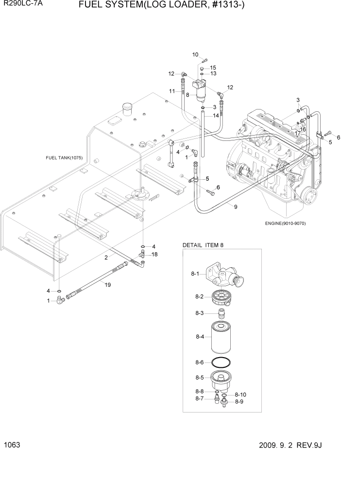 Схема запчастей Hyundai R290LC7A - PAGE 1066 FUEL SYSTEM(LOG LOADER, #1313-) СИСТЕМА ДВИГАТЕЛЯ