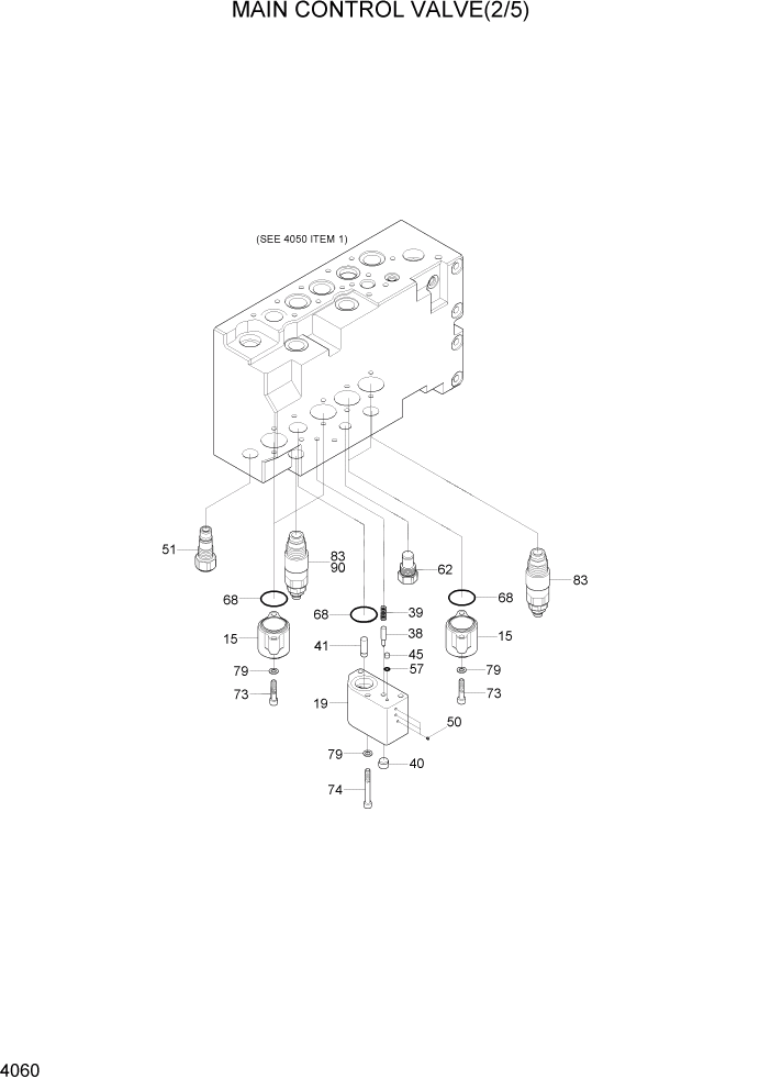 Схема запчастей Hyundai R290LC7A - PAGE 4060 MAIN CONTROL VALVE(2/5) ГИДРАВЛИЧЕСКИЕ КОМПОНЕНТЫ