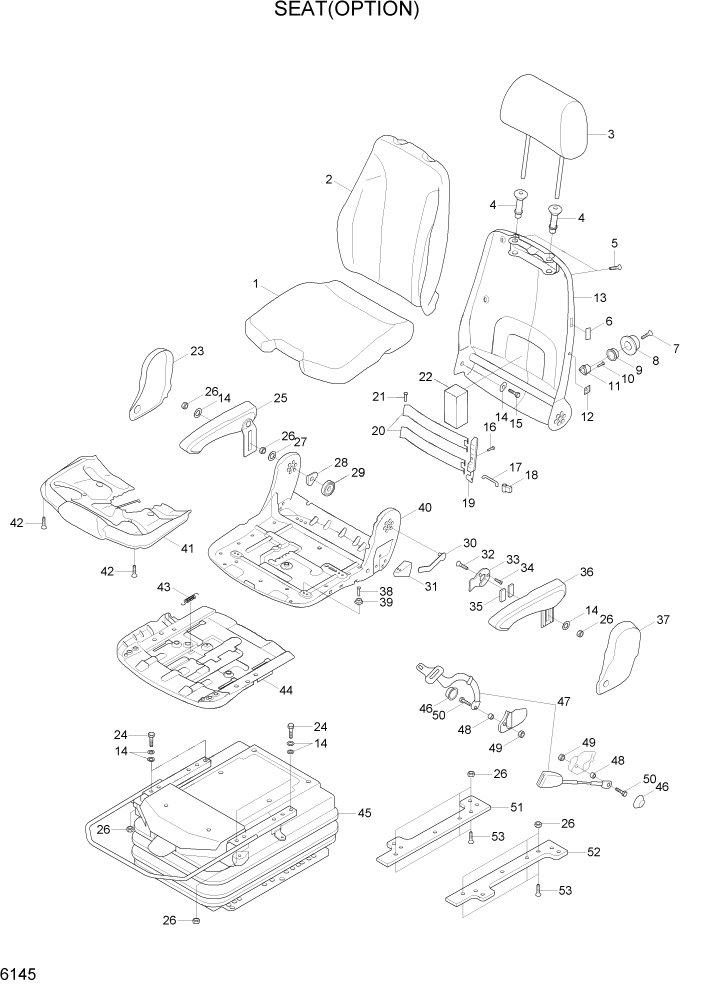 Схема запчастей Hyundai R290LC7A - PAGE 6145 SEAT(SUSPENSION,2"AIR RIDE) СТРУКТУРА