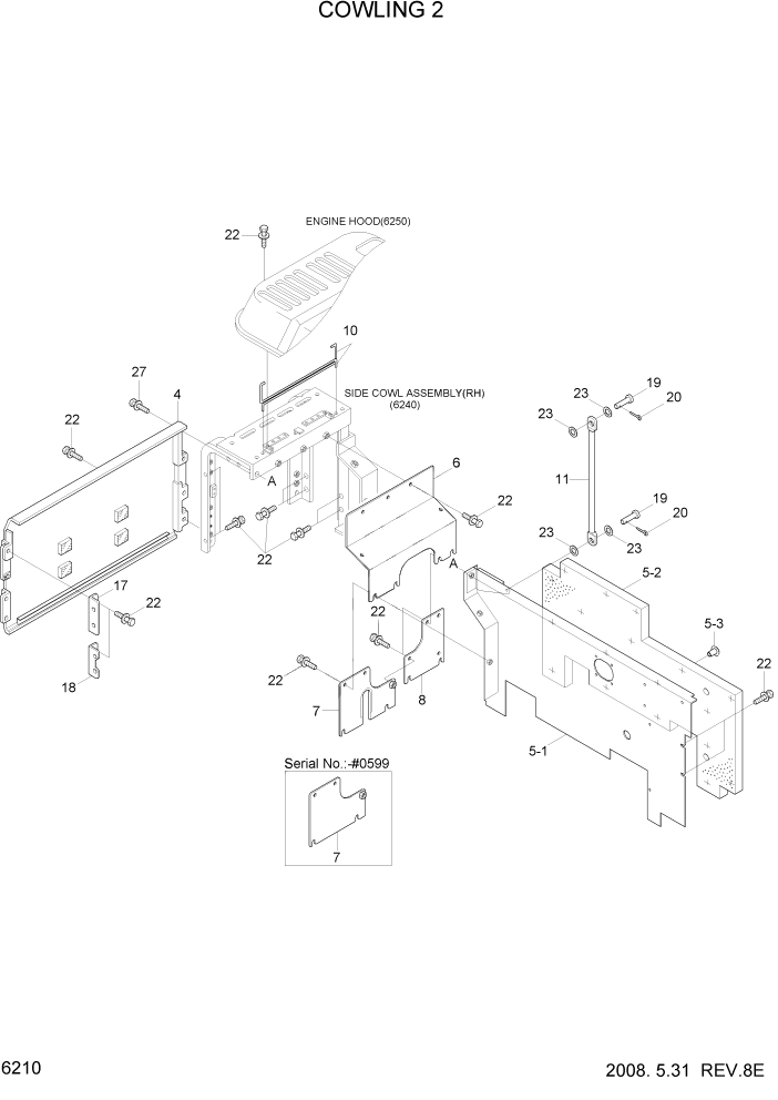 Схема запчастей Hyundai R290LC7A - PAGE 6210 COWLING 2 СТРУКТУРА