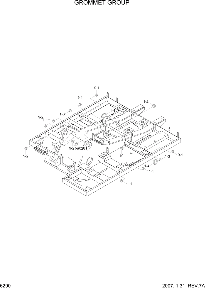 Схема запчастей Hyundai R290LC7A - PAGE 6290 GROMMET GROUP СТРУКТУРА