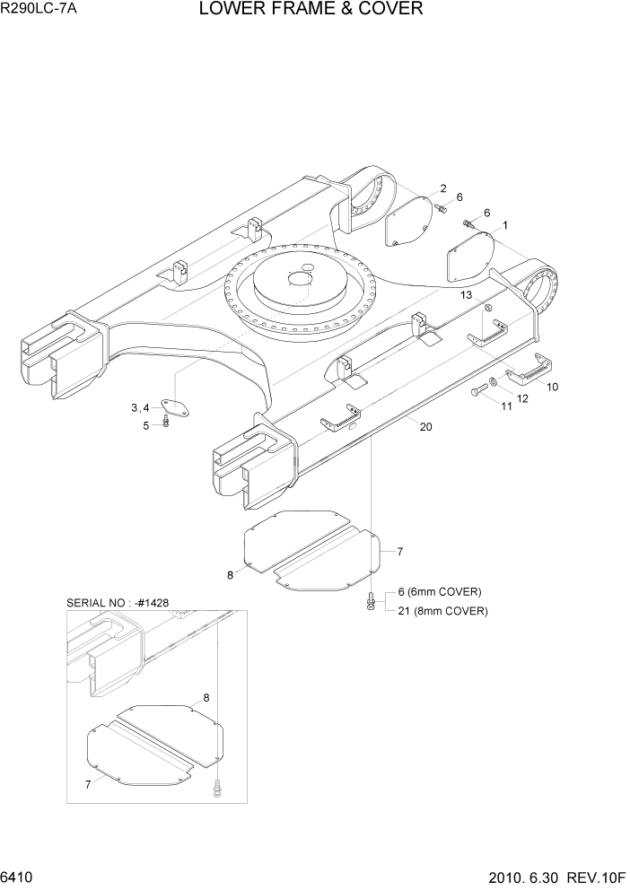 Схема запчастей Hyundai R290LC7A - PAGE 6410 LOWER FRAME & COVER СТРУКТУРА