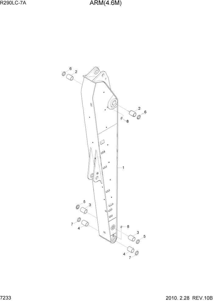 Схема запчастей Hyundai R290LC7A - PAGE 7233 ARM(4.6M) РАБОЧЕЕ ОБОРУДОВАНИЕ