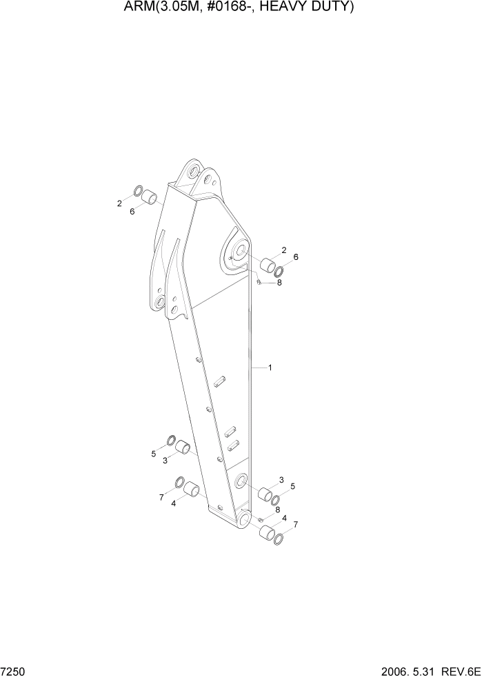 Схема запчастей Hyundai R290LC7A - PAGE 7250 ARM(3.05M, HEAVY DUTY) РАБОЧЕЕ ОБОРУДОВАНИЕ