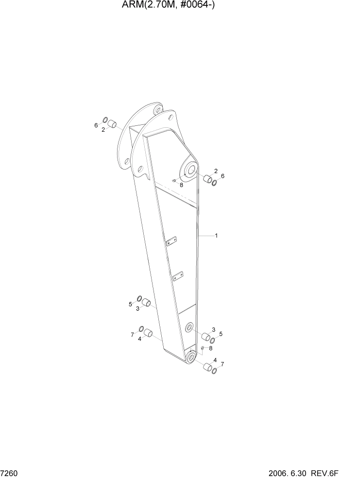 Схема запчастей Hyundai R290LC7A - PAGE 7260 ARM(3.70M, #0064-) РАБОЧЕЕ ОБОРУДОВАНИЕ
