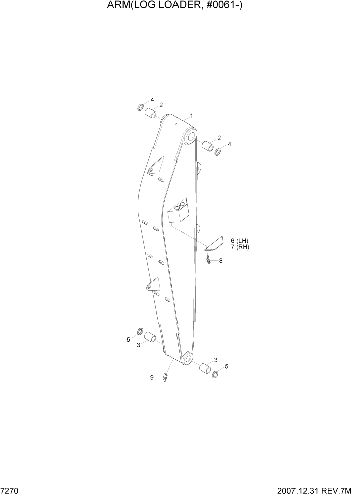 Схема запчастей Hyundai R290LC7A - PAGE 7270 ARM(LOG LOADER, #0061-) РАБОЧЕЕ ОБОРУДОВАНИЕ