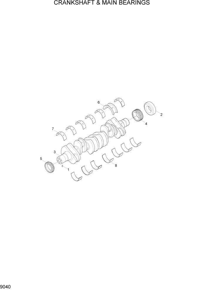 Схема запчастей Hyundai R290LC7A - PAGE 9040 CRANKSHAFT & MAIN BEARINGS ДВИГАТЕЛЬ БАЗА