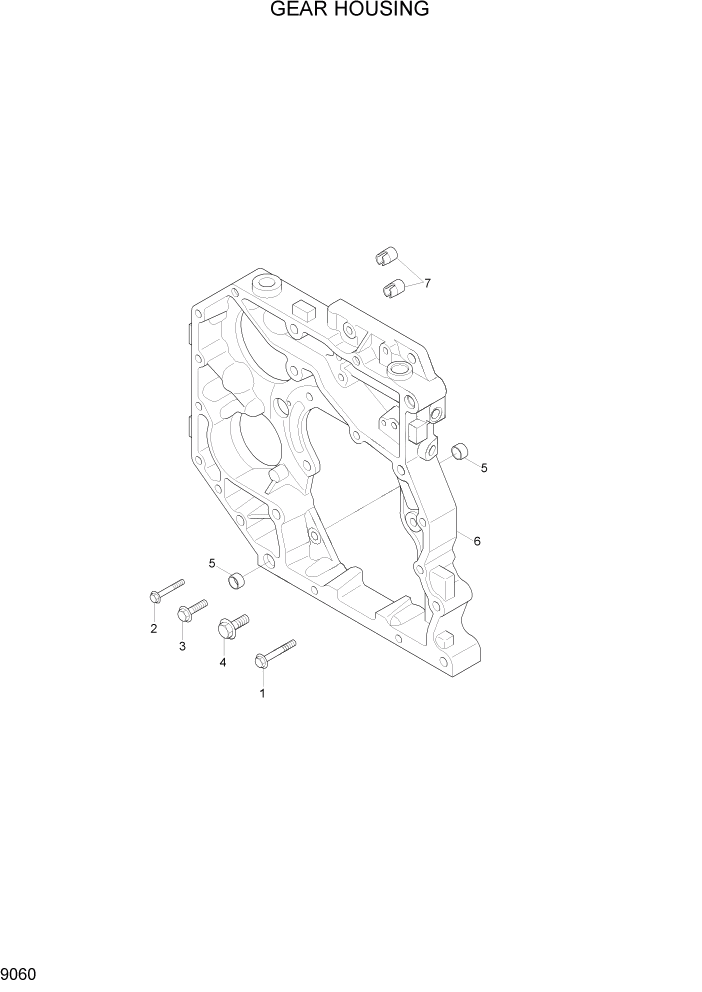 Схема запчастей Hyundai R290LC7A - PAGE 9060 GEAR HOUSING ДВИГАТЕЛЬ БАЗА