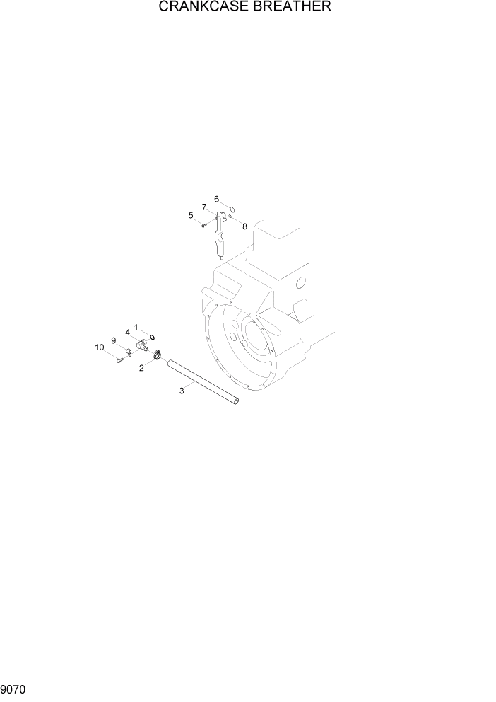Схема запчастей Hyundai R290LC7A - PAGE 9070 CRANKCASE BREATHER ДВИГАТЕЛЬ БАЗА