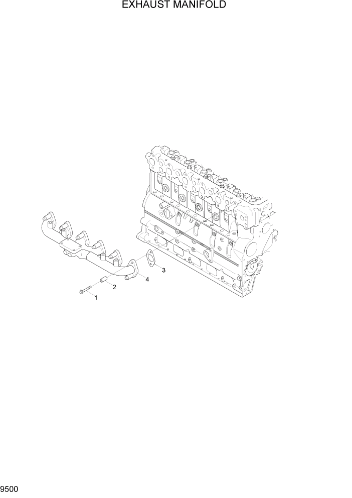 Схема запчастей Hyundai R290LC7A - PAGE 9500 EXHAUST MANIFOLD ДВИГАТЕЛЬ БАЗА