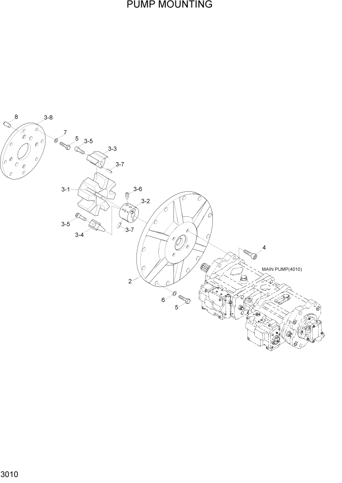 Схема запчастей Hyundai R290LC7H - PAGE 3010 PUMP MOUNTING ГИДРАВЛИЧЕСКАЯ СИСТЕМА