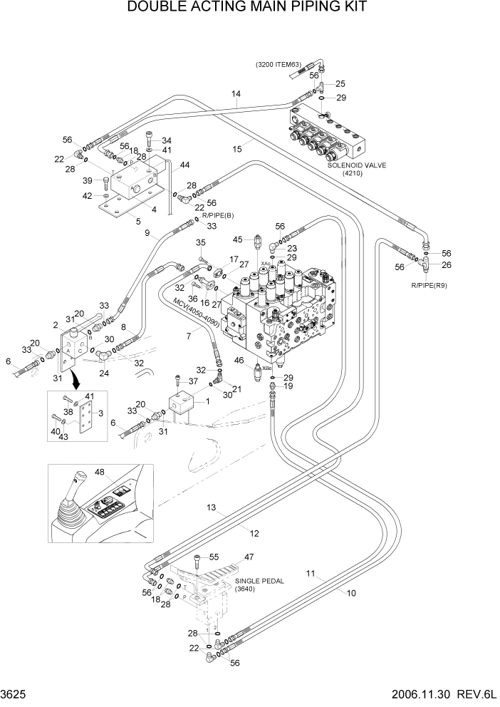 Схема запчастей Hyundai R290LC7H - PAGE 3625 DOUBLE ACTING MAIN PIPING KIT ГИДРАВЛИЧЕСКАЯ СИСТЕМА