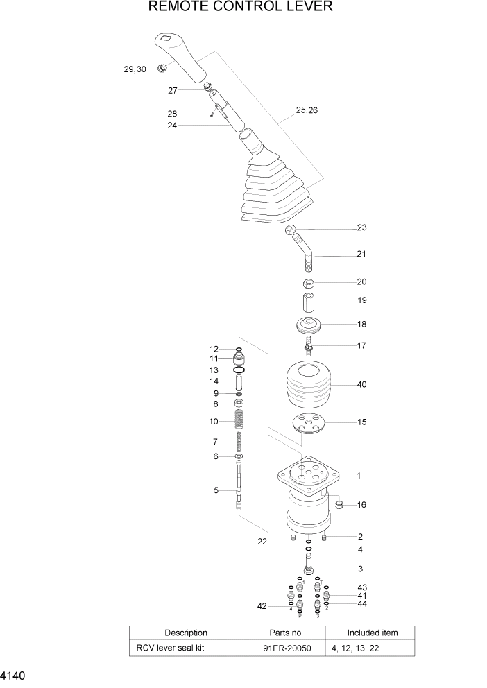 Схема запчастей Hyundai R290LC7H - PAGE 4140 REMOTE CONTROL LEVER ГИДРАВЛИЧЕСКИЕ КОМПОНЕНТЫ