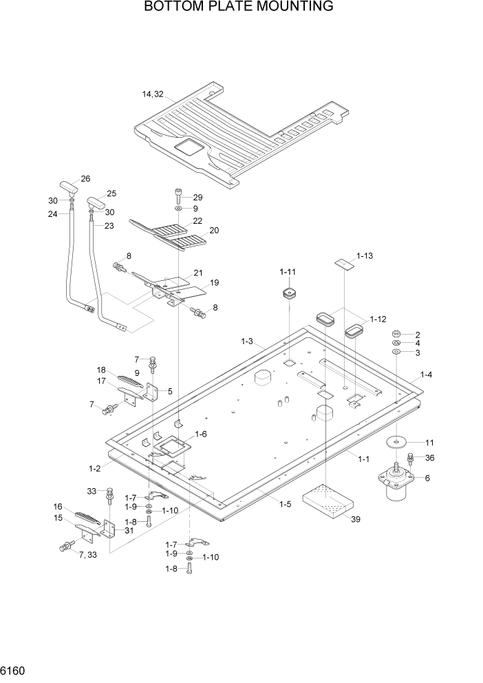 Схема запчастей Hyundai R290LC7H - PAGE 6160 BOTTOM PLATE MOUNTING СТРУКТУРА