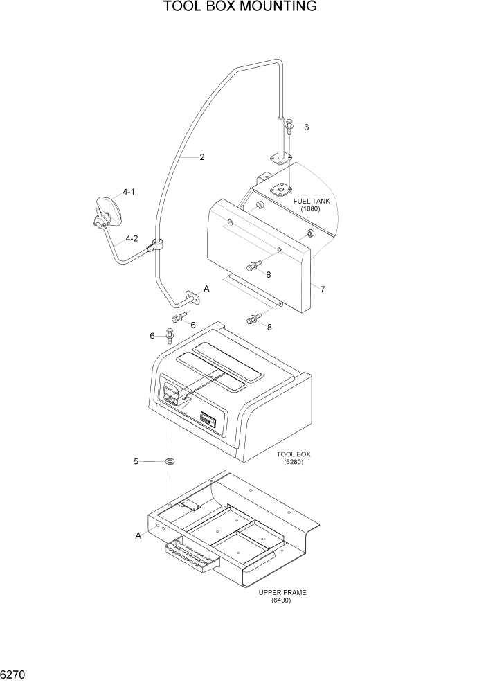 Схема запчастей Hyundai R290LC7H - PAGE 6270 TOOL BOX MOUNTING СТРУКТУРА