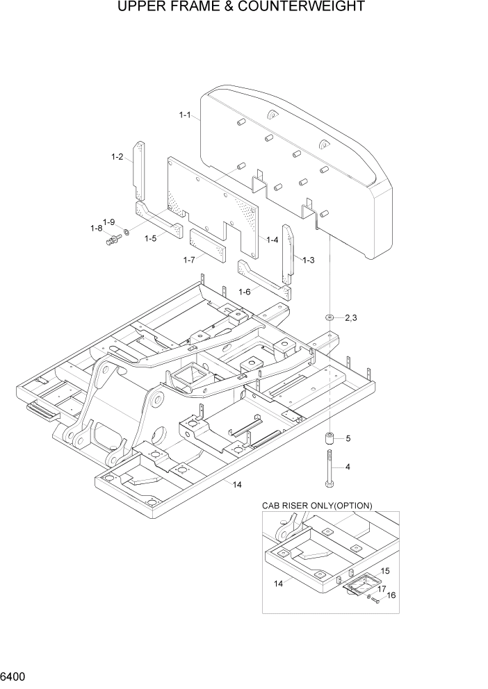 Схема запчастей Hyundai R290LC7H - PAGE 6400 UPPER FRAME & COUNTERWEIGHT СТРУКТУРА