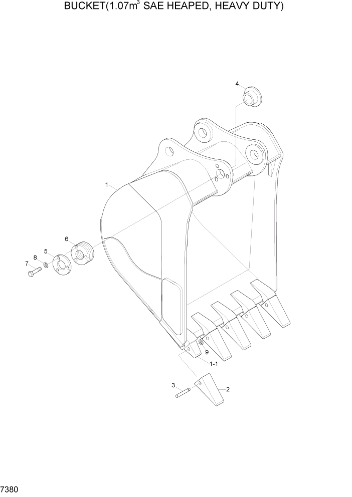 Схема запчастей Hyundai R290LC7H - PAGE 7380 BUCKET(1.07M3 SAE HEAPED,HEAVY DUTY) РАБОЧЕЕ ОБОРУДОВАНИЕ