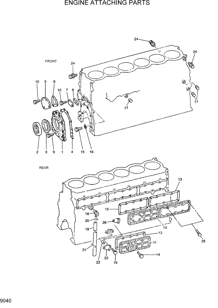 Схема запчастей Hyundai R290LC7H - PAGE 9040 ENGINE ATTACHING PARTS ДВИГАТЕЛЬ БАЗА