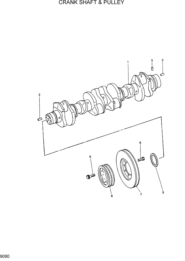 Схема запчастей Hyundai R290LC7H - PAGE 9080 CRANK SHAFT & PULLEY ДВИГАТЕЛЬ БАЗА