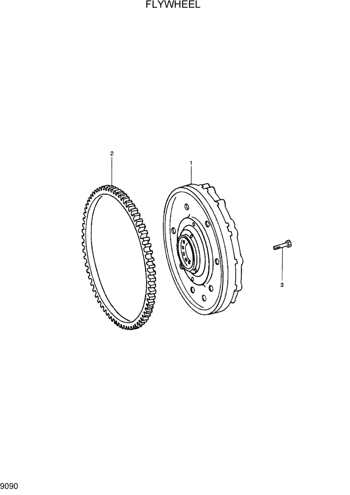 Схема запчастей Hyundai R290LC7H - PAGE 9090 FLYWHEEL ДВИГАТЕЛЬ БАЗА