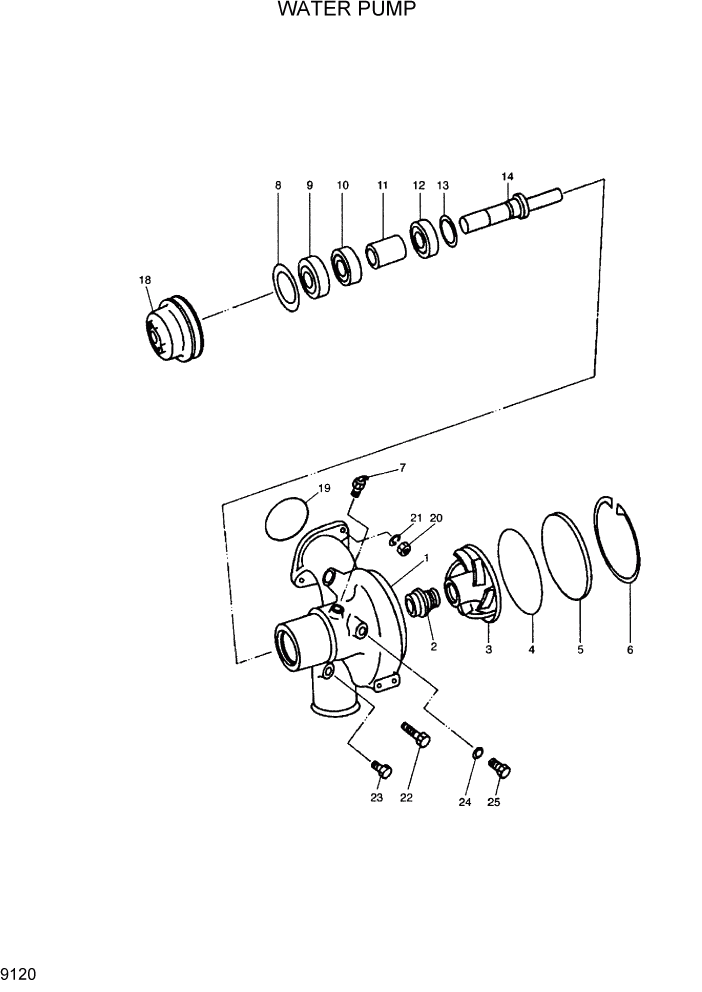Схема запчастей Hyundai R290LC7H - PAGE 9120 WATER PUMP ДВИГАТЕЛЬ БАЗА