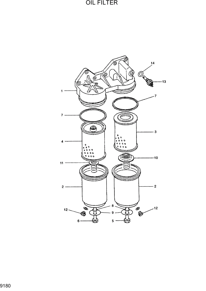 Схема запчастей Hyundai R290LC7H - PAGE 9180 OIL FILTER ДВИГАТЕЛЬ БАЗА