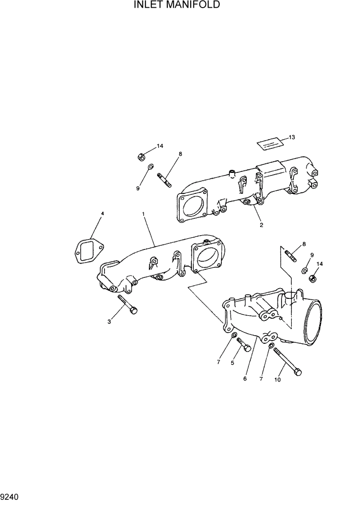 Схема запчастей Hyundai R290LC7H - PAGE 9240 INLET MANIFOLD ДВИГАТЕЛЬ БАЗА