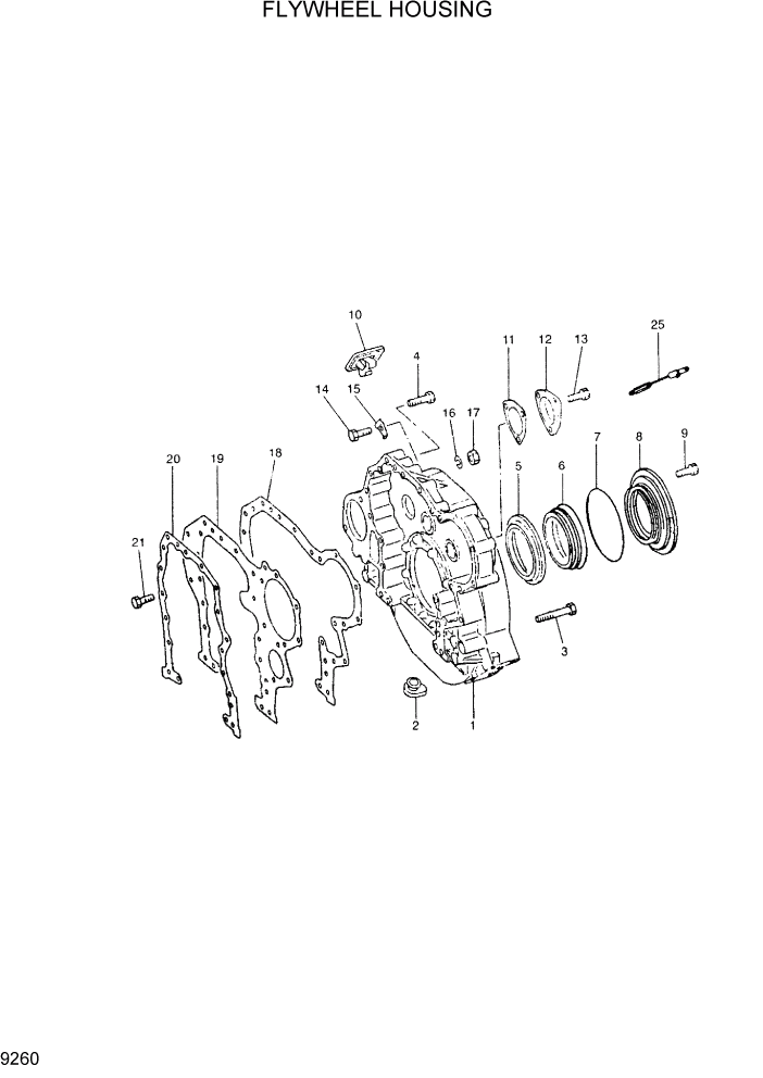 Схема запчастей Hyundai R290LC7H - PAGE 9260 FLYWHEEL HOUSING ДВИГАТЕЛЬ БАЗА