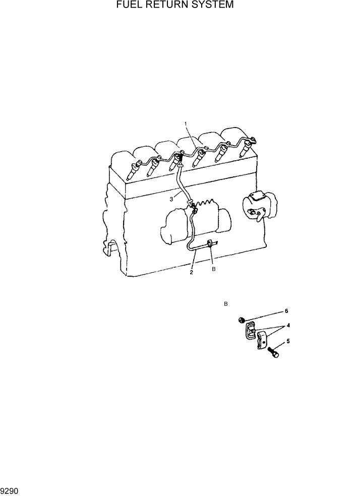 Схема запчастей Hyundai R290LC7H - PAGE 9290 FUEL RETURN SYSTEM ДВИГАТЕЛЬ БАЗА